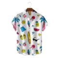 Men's summer Hawaiian shirt casual loose short sleeve beach tropical print top fashion - S / Tops / Cartoon Summer Elements (CSZW-1036)