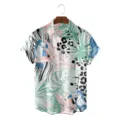 Zomer heren casual hawaiaans korte mouw hemd met tropische toekan luipaard print - CSDW-0135 / S