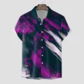 Herren 3D Abstrakter Pinselstrich Druck Kurzarm Sommer Hawaiihemd Freizeit Top - CSGY-0034 / S