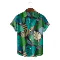 Men's casual tropical plant print Hawaiian short-sleeve shirt variant style showcase. - CSZW-2040 / S