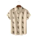 Men's Casual Short Sleeve Hawaiian Shirt Summer Tropical Palm Tree Print Beach Top - S / Tops / Khaki Dark Blue Coconut Tree (CSZW-1038)