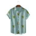Men's summer casual short sleeve Hawaiian shirt with tropical palm tree print, light blue. - S / Tops / Light Blue Green Palm (CSZW-1039)