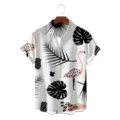 Heren zomer Hawaïaans korte mouw overhemd met tropische flamingo en blad print casual top - CSDW-0138 / S