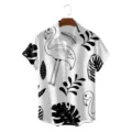 Heren zomer korte mouw hawaiihemd met zwarte flamingo en tropische bladeren print casual top. - CSDW-0139 / S