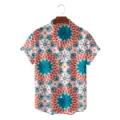 Men's vintage geometric print short sleeve shirt, casual ethnic style summer top. - CSFG-0054