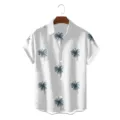 Men's Casual Summer Short Sleeve Hawaiian Shirt White Palm Tree Print Button Down - S / Tops / White (CSZW-1042)