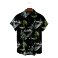 Men casual loose Hawaiian short sleeve shirt with tropical plant print, comfortable summer top. - CSZW-2043 / S
