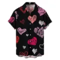 Heren korte mouw Hawaïhemd met kleurrijke harten print casual zomer strand mode top. - CSDW-0142 / 3XL