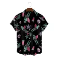 Men's Summer Casual Hawaiian Short Sleeve Shirt Tropical Frog Print Beach Button Down Top - S / Tops / Black (CSZW-1043)