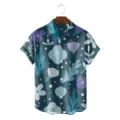 Men's short sleeve casual Hawaiian shirt with botanical floral print, casual summer beach top. - CSZW-2044 / S