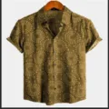 Men's olive green short sleeve button-down casual shirt with vintage mandala pattern. - 3XL / Tops / Olive Green Vintage Pattern (CSZW-1045)