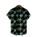 Men's casual short sleeve Hawaiian shirt with allover plant leaf print, loose fit lapel button down top. - CSZW-2047 / S
