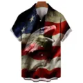 Men's 3D American Flag Eagle Print Short Sleeve Shirt Casual Summer Button Down Top - CSM-0433