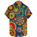 Men's retro vintage 3D geometric printed short sleeve shirt casual summer fashion top. - CSFG-0058
