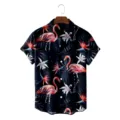 Men's summer casual Hawaiian short sleeve shirt with 3D flamingo tropical print loose fit. - S / Tops / Pink Flamingo and Tropical Floral (CSDW-0160)