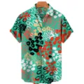 Men vintage 3D ethnic print short sleeve shirt casual summer fashion button down top - CSFG-0059