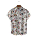 Men's loose 3D tropical leaf print Hawaiian short sleeve shirt casual summer top - CSZW-2048 / S
