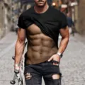 Heren 3D Spier Print Korte Mouw T-Shirt Grappige Novelty Casual Fitness Sport Top - 3XL / Tops / HJ-F10802