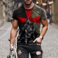 Men's 3D printed short sleeve t-shirt with medieval knight and cross graphic streetwear style. - 6XL / Style 0935
