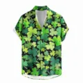 Men's St. Patrick's Day 3D Shamrock Print Casual Hawaiian Short Sleeve Shirt Summer - LAZB16-13