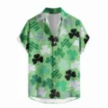 Men's St. Patrick's Day 3D Shamrock Print Short Sleeve Hawaiian Shirt Casual Summer Top - LAZB16-22