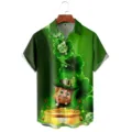 St. Patrick's Day 3D Printed Short Sleeve Green Hawaiian Shirt for Men Casual Summer - LAZB16-26
