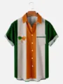 2024 New St. Patrick's Day 3D Printed Short Sleeve Casual Shirt for Men Green White Orange - LAZB16-30