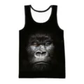 Canotta estiva nera da uomo con stampa gorilla 3D gilet sportivo fitness ad asciugatura rapida - Taglia S / Top / 143 (Faccia di Gorilla Realistica)