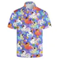 Men's casual short sleeve polo shirt featuring vibrant cartoon duck and beach print. - 3XL / Tops / Cartoon Duck