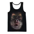 Dettaglio canotta uomo stampa 3D animale con un motivo realistico di faccia di scimmia nera. - Taglia S / Top / 140 (Stampa Faccia di Gorilla)