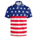 Men's American flag 3D print polo shirt casual short sleeve lapel button summer top street wear. - 3XL / Tops / USA Flag