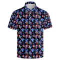 Men short sleeve polo shirt with vibrant colorful tropical leaf pattern for casual daily wear. - 3XL / Tops / Tropical Plants