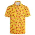 Men casual lobster print 3D polo shirt short sleeve fashion button lapel summer top - 3XL / Tops / Lobster