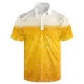 Men's 3D printed polo shirt short sleeve casual fashion summer top with beer foam pattern. - 3XL / Tops / Beer Foam