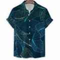 Men's tropical leaf print short sleeve Hawaiian shirt, casual loose fit button-down top. - CSZW-2050 / 3XL