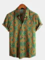 Men's Green Geometric Print Short Sleeve Hawaiian Summer Shirt Casual Loose Top Style - 3XL / Tops / Green Mandala Print (CSZW-1047)