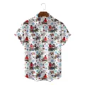 Men's short sleeve Hawaiian shirt featuring a festive winter bird and berry all-over print. - S / Tops / Red Bird Pine Branch Print (CSDW-0168)