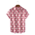 Men's summer flamingo Hawaiian short sleeve shirt casual loose button down beach top. - S / Tops / Full Flamingo Print (CSDW-0171)