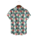 Men's 3D Flamingo Hawaiian Shirt Summer Casual Short Sleeve Beach Button Down Top - S / Tops / 3D Tropical Flamingo Print (CSDW-0174)