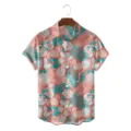 Men summer casual Hawaiian short sleeve shirt with tropical flamingo 3d print loose top - S / Tops / 3D Flamingo and Palm Leaves (CSDW-0196)