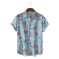 Men's loose fit 3D flamingo print Hawaiian short sleeve shirt casual summer beach top - S / Tops / Light Blue Flamingo (CSDW-0197)