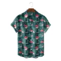 Men Loose 3D Flamingo Hawaiian Short Sleeve Shirt Summer Casual Tropical Beach Holiday Top - S / Tops / White Flamingo (CSDW-0198)
