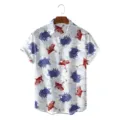 Summer men's short sleeve Hawaiian shirt with traditional crane and turtle print, casual top. - S / Tops / Pine Crane Turtle Print (CSDW-0142)