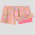 Men quick dry beach shorts pink banana print double layer board shorts casual swim trunks - XS / Bottoms / HJ-HD Pink