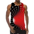 Men 3D optical illusion print tank top casual summer sleeveless fitness athletic shirt. - 3XL / Abstract Hole (HJ-FS-03074)