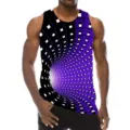 Detailed view of men's 3D digital print tank top with purple optical illusion vortex. - 3XL / Deep Space Vortex (HJ-FS-03073)