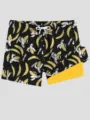 Men quick dry beach shorts with stylish banana print and comfortable double layer lining. - XS / Bottoms / HJ-HD Black