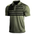 Polo táctico para hombre verano exterior manga corta verde militar bandera patriótica. - 3XL / Tops / Verde Militar Bandera EE UU (HJ-1225-J44)