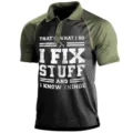 Polo de manga corta para hombre, contraste bicolor verde y negro, parte superior casual. - 3XL / Tops / Estampado Slogan (HJ-1225-J65)