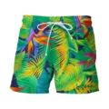 Men's tropical leaf print board shorts summer casual quick dry beach swim trunks. - Bottom (HJ-10208)